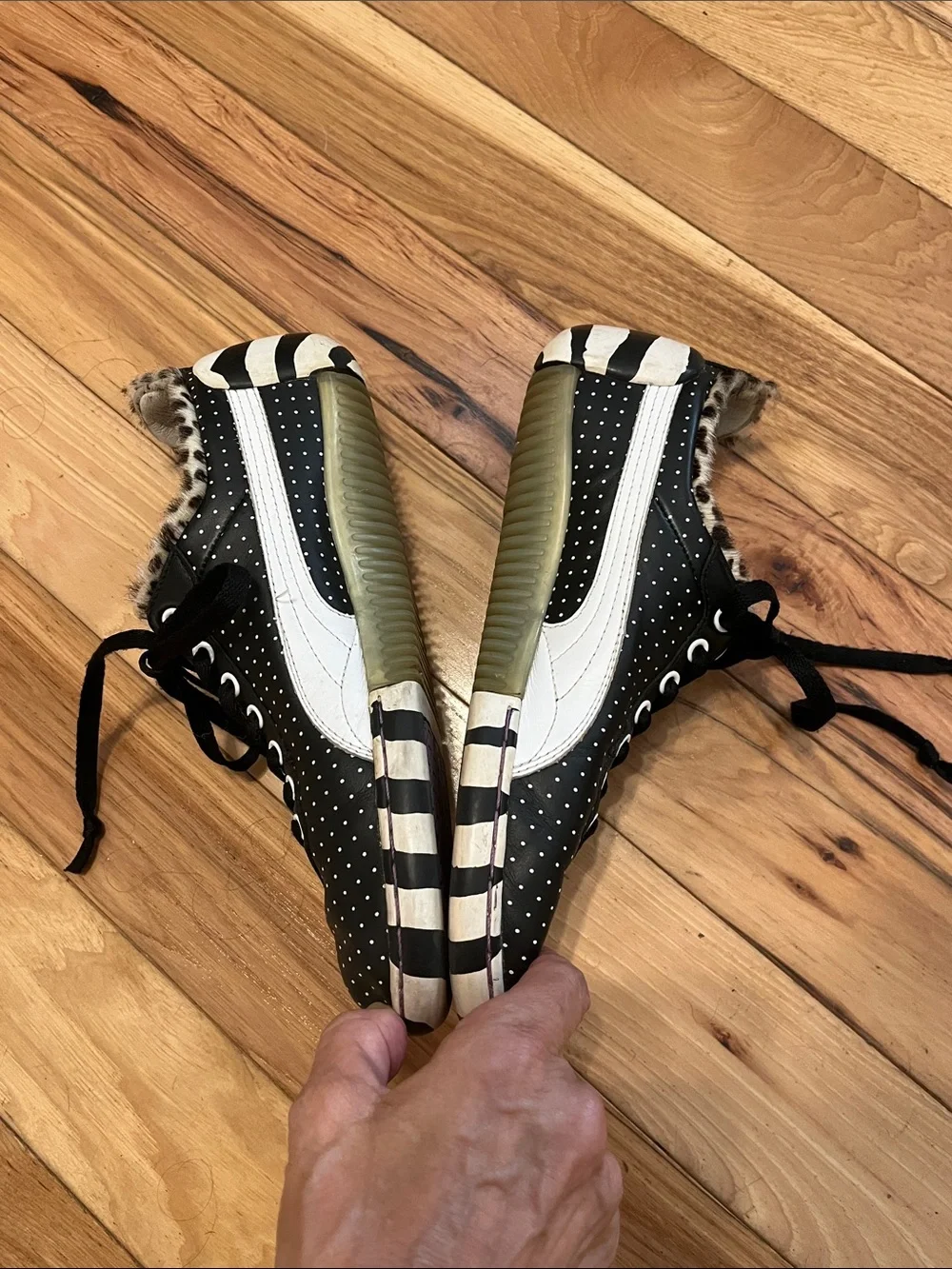 Miharayasuhiro for Puma Black Polka Dot Low-Top Sneakers with Striped Sole